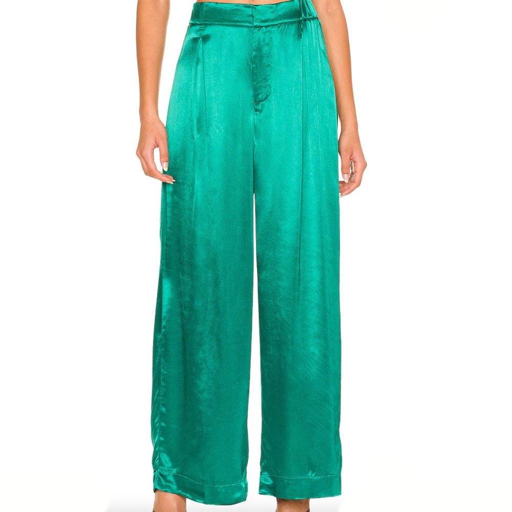 Free People Green Satin Pants Size Small